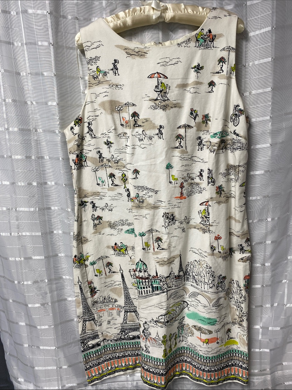 Chetta B Cream Shift Dress with Multicolor Café Print